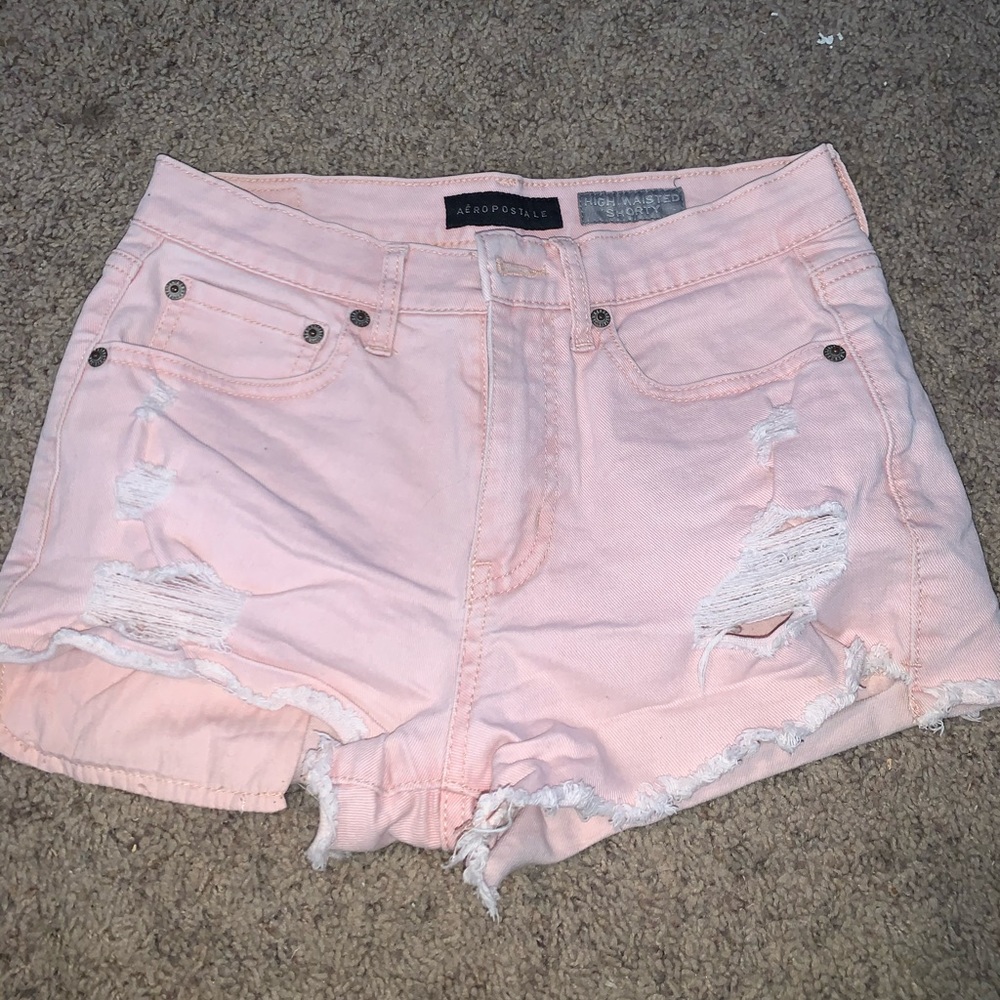 Pink High Waisted Jean Shorts